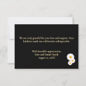 Schwarze Florale Hochzeit Dankeskarte (Rückseite)