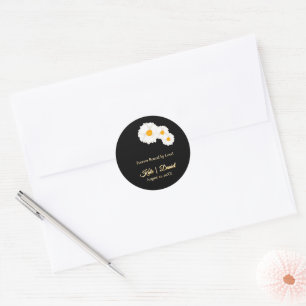 Schwarze Florale Hochzeit Runder Aufkleber
