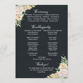 Schwarze Florale Hochzeitsprogramm- und Zeitplan-K Programm (Rückseite)