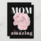 Schwarze florale Muttertagskarte Feiertagskarte (Vorne/Hinten)