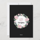 Schwarze florale Muttertagskarte Feiertagskarte (Rückseite)