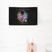 Schwarze Florale Rose Abschlussfeier Banner (InSitu)