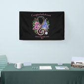 Schwarze Florale Rose Abschlussfeier Banner (Messe)