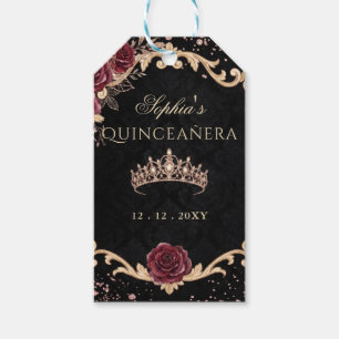 Schwarze Florale Rot-Roségold-Tiara Foto Quinceane Geschenkanhänger