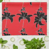 Schwarze Florale Rote Geschirrtuch (Gefaltet)