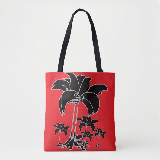 Schwarze Florale Rote  Tasche (Vorderseite)
