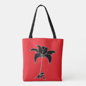 Schwarze Florale Rote  Tasche (Rückseite)