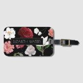 SCHWARZE FLORALREISETAG GEPÄCKANHÄNGER (Vorderseite (Horizontal))