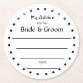 Schwarze Folie, die zwei Cents für Braut u. Runder Pappuntersetzer (Vorderseite)