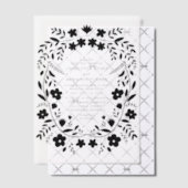 Schwarze Folk Art Floral Frame Wedding Pergament Einladungen (Versetzt (Einladung))