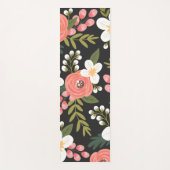 Schwarze Folkloreblüten Yogamatte (Vorderseite)