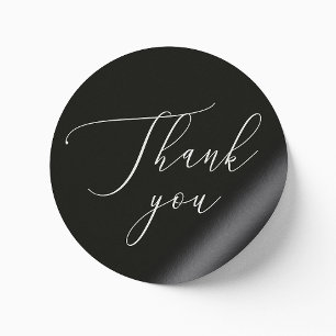 Schwarze formelle Hochzeit Danke Elegante Schrif Runder Aufkleber