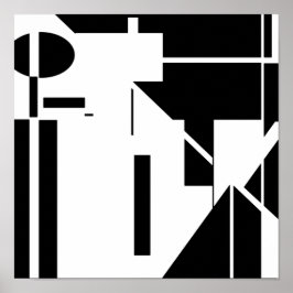 Schwarze Formen auf weißem MCM Abstrakte Kunst aus Poster