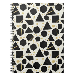 Schwarze Formen und goldenes Konfetti-Muster Notizblock
