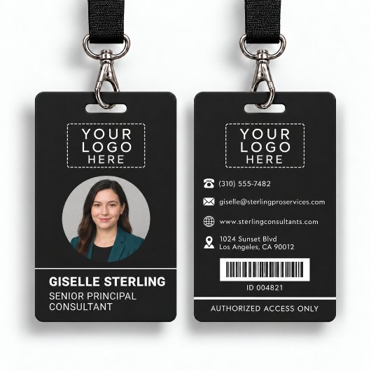 Schwarze Foto-Bar-Code-Name-ID-Mitarbeiter-Logo Ausweis