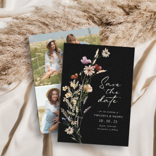Schwarze Foto-Boho-Save-The-Date-Flat-Karte Save The Date