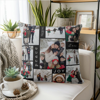 Schwarze Foto-Collage Weihnachten Kissen