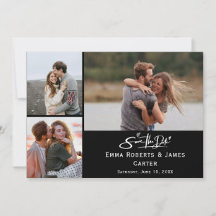 Schwarze FotoCollage Save the Date Karte