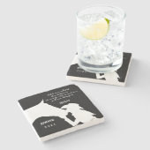 Schwarze Fotodrucke aus der Pferdedenkultur Steinuntersetzer (Seitenansicht)