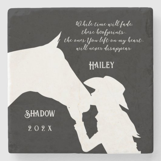 Schwarze Fotodrucke aus der Pferdedenkultur Steinuntersetzer (Vorderseite)