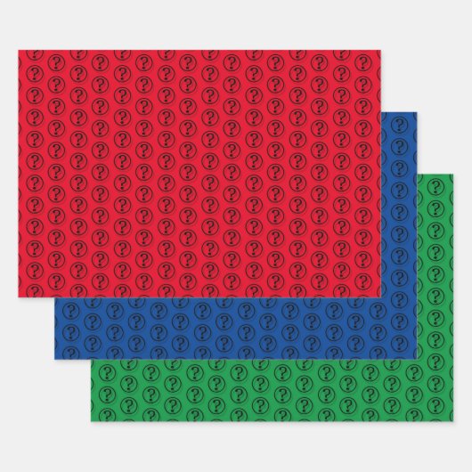 Schwarze Fragezeichen Muster 3D Geschenkpapier Set (Set)