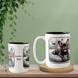 Schwarze Franzosen, Blauer Hundehund Zweifarbige Tasse