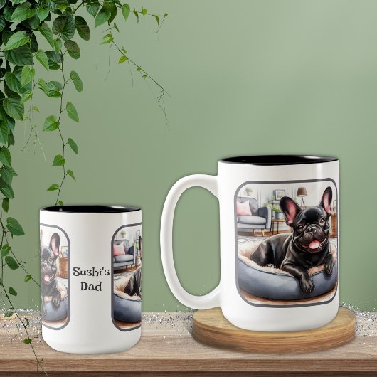 Schwarze Franzosen, Blauer Hundehund Zweifarbige Tasse
