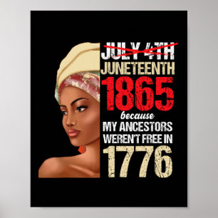 Schwarze Frau 1865 Girl Independence Day American Poster