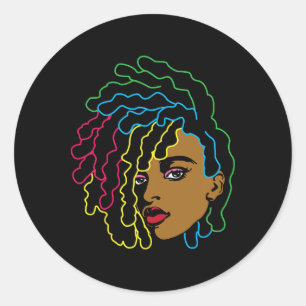 Schwarze Frau Afrikanische Afro Haare Cool Schwarz Runder Aufkleber
