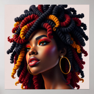 schwarze Frau afrikanisches Melanin Schwester brau Poster