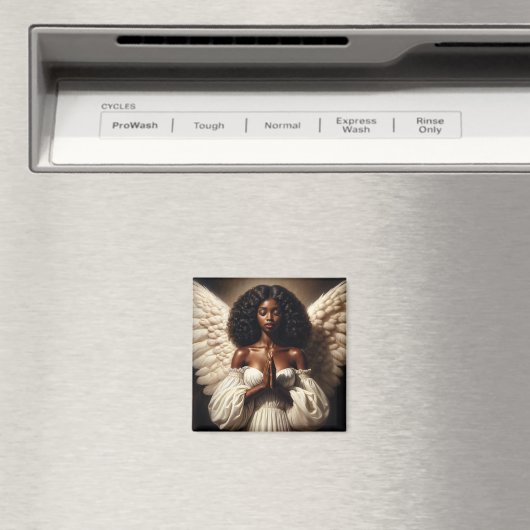 Schwarze Frau Angel Praying Magnet (In Situ (Geschirrspüler))