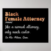 Schwarze Frau Anwältin Funny Definition Anwälte Poster (Vorne)