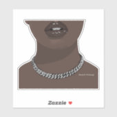 Schwarze Frau Ästhetik mit Silber (Schmuck) Grillz Aufkleber (Blatt)