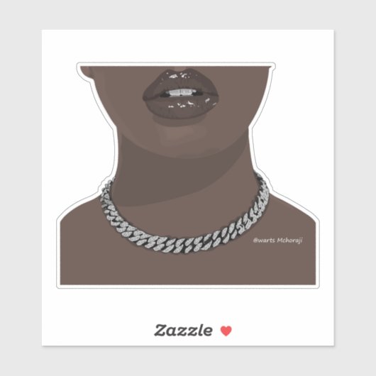 Schwarze Frau Ästhetik mit Silber (Schmuck) Grillz Aufkleber (Blatt)