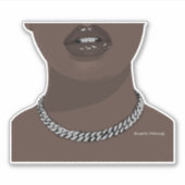 Schwarze Frau Ästhetik mit Silber (Schmuck) Grillz Aufkleber (Vorderseite)