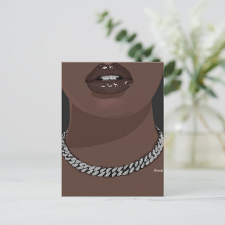 Schwarze Frau Ästhetik mit Silber (Schmuck) Grillz Postkarte