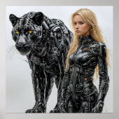 Schwarze Frau aus schwarzem Latex-Anzug Poster (Vorne)