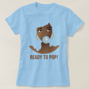Schwarze Frau, bereit zum Pop, Blue Bubblegum T-Shirt