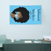 Schwarze Frau, Bereit zum Pop, Bubblegum, Blau Banner (Messeveranstaltung)