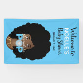 Schwarze Frau, Bereit zum Pop, Bubblegum, Blau Banner (Horizontal)