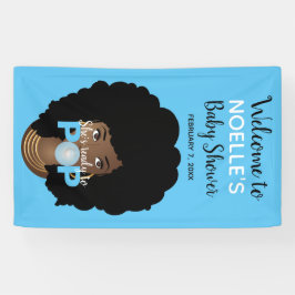 Schwarze Frau, Bereit zum Pop, Bubblegum, Blau Banner