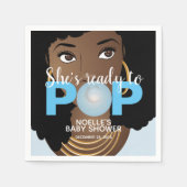 Schwarze Frau, Bereit zum Pop, Bubblegum, Blau Serviette (Vorderseite)