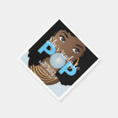 Schwarze Frau, Bereit zum Pop, Bubblegum, Blau Serviette (Ecke)