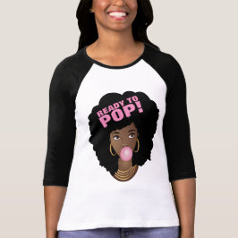 Schwarze Frau, Bereit zum Pop, Bubblegum, Rosa T-Shirt