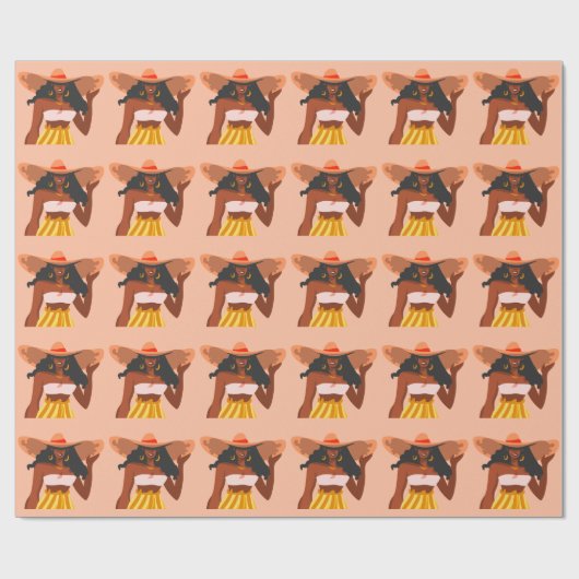 Schwarze Frau, Big Hat, Ferienhäuser Geschenkpapier (Flach)