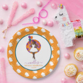 Schwarze Frau, Birthday Balloons & Blume, Orange Pappteller (Party)
