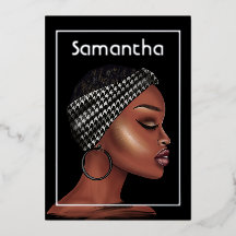 Schwarze Frau Birthday Party Foil Einladung