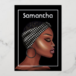 Schwarze Frau Birthday Party Foil Einladung