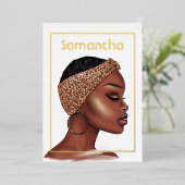 Schwarze Frau Birthday Party Foil Einladung (Stehend vorne)