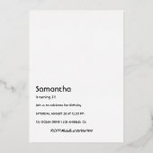 Schwarze Frau Birthday Party Foil Einladung (Rückseite)